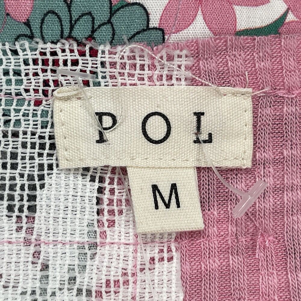 POL Patchwork Tunic Top Sz Medium Pink Floral Lac… - image 4